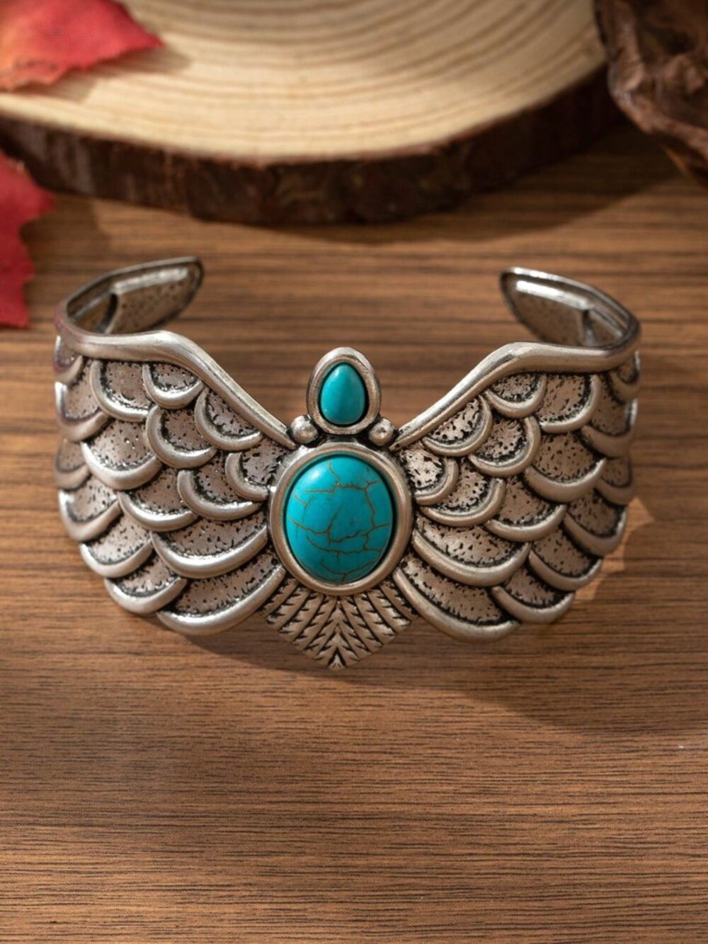 Bohemian Vintage Style Angel Wing Open Cuff Bracelet